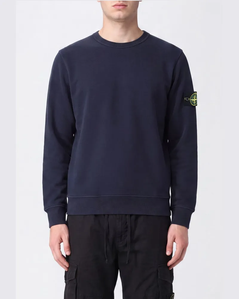 Stone Island Rundhals-Sweatshirt aus Baumwolljersey mit Compass-Logo-Patch Navy