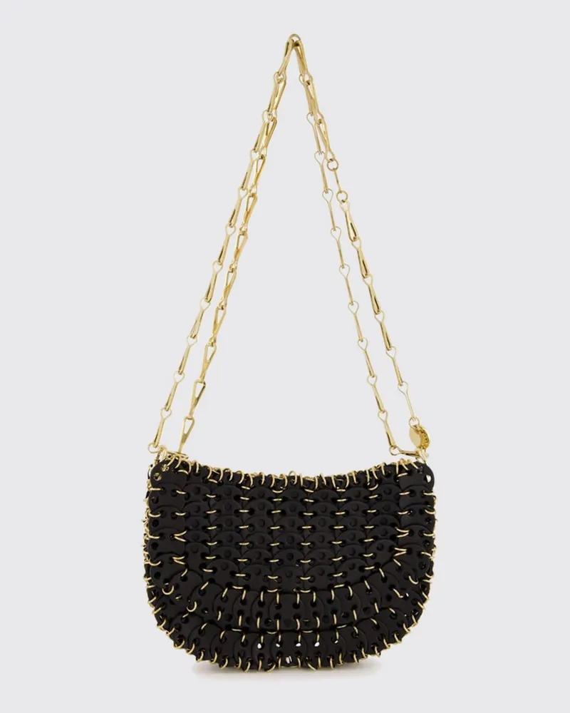 Paco Rabanne 1969 Mini-Schultertasche aus Metallgewebe mit Magnetklappe Schwarz