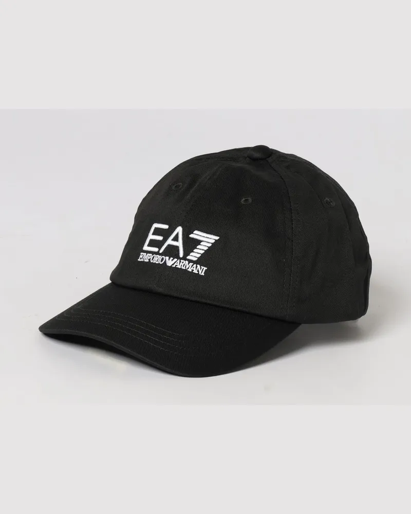 EA7 Baumwollmütze mit gesticktem Logo Schwarz