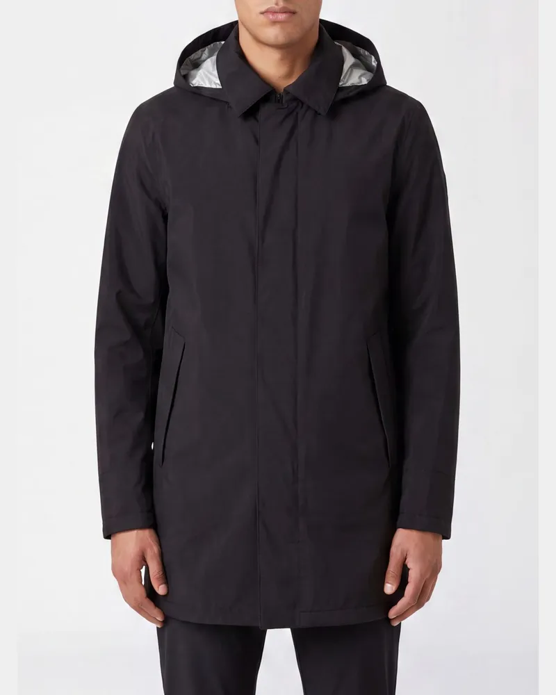 Herno Knielanger Trenchcoat aus Gore-tex®-Funktionsstoff mit Kapuze Schwarz