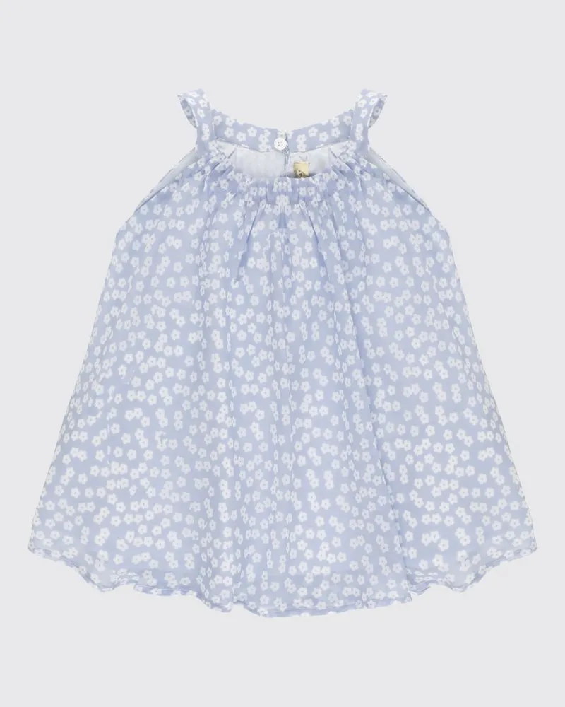 Stella McCartney Kids Geblümtes Off-Shoulder-Top für Mädchen von mit ausgestelltem Saum Hellblau