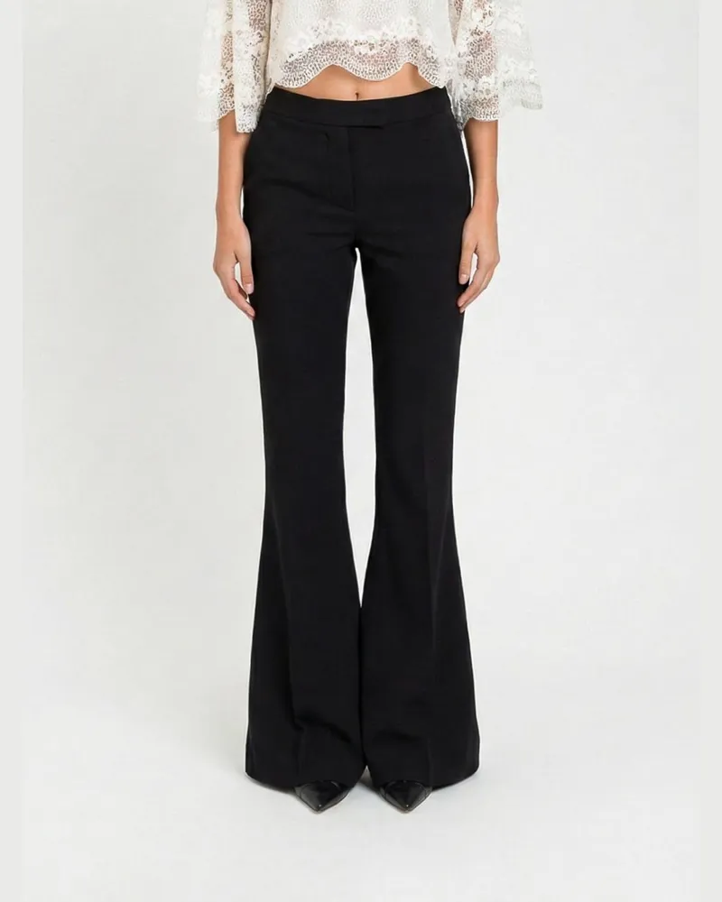 Twin-Set Ausgestellte Crêpe-Hose Schwarz