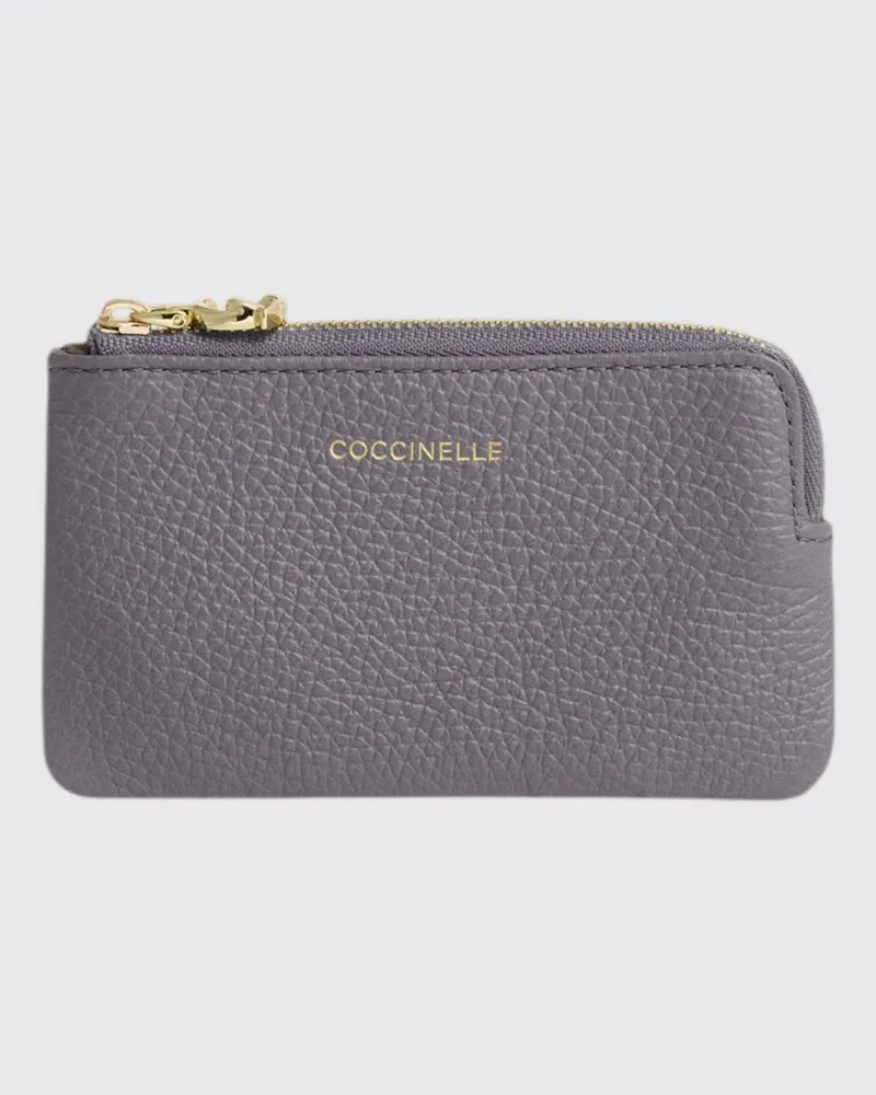 Coccinelle Kleine C-Me Reißverschluss-Geldbörse aus genarbtem Leder von mit Metallring Blau