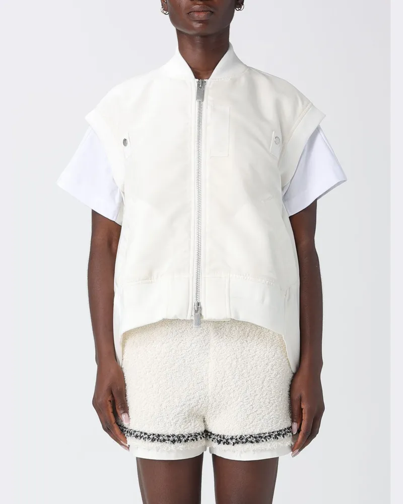 Sacai Nylon-Bomberweste Weiß