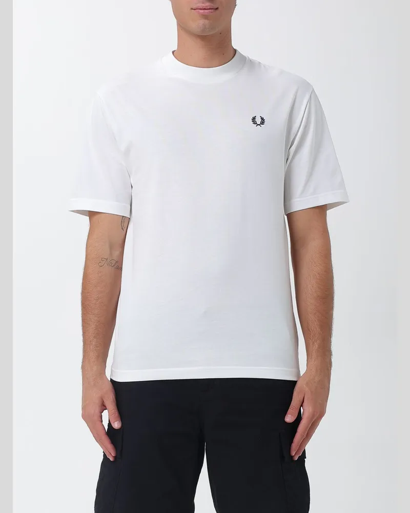 Fred Perry Slim Fit Baumwoll-T-Shirt mit Rundhalsausschnitt und Kontrastlogo von Weiß