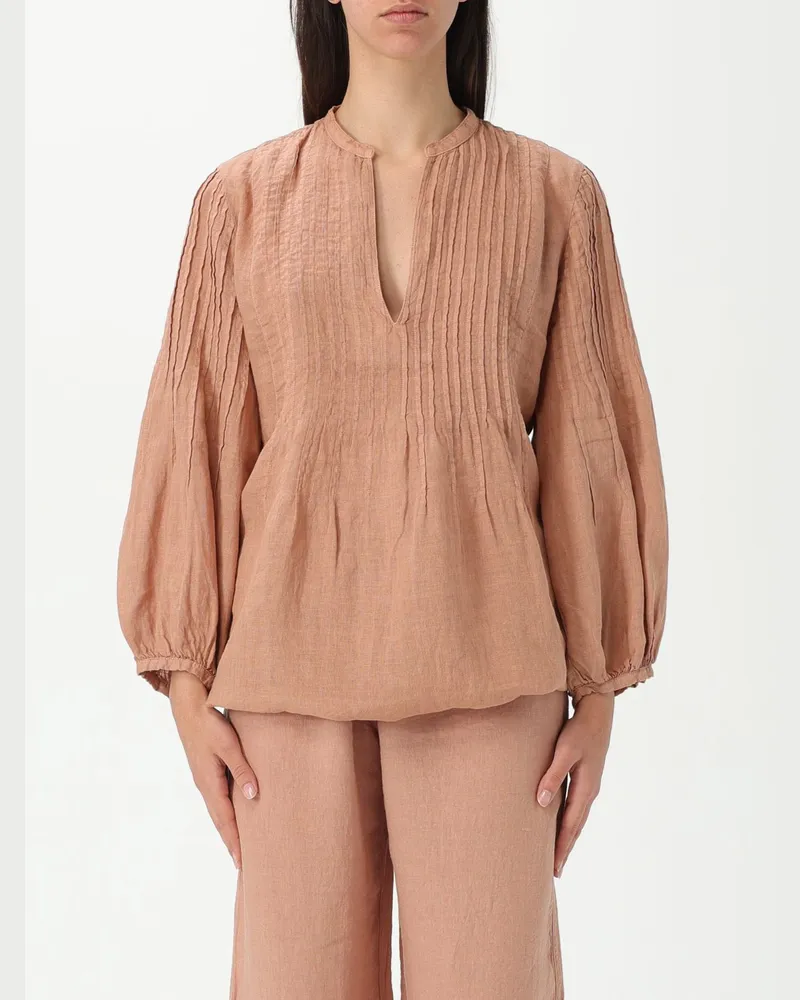 120% Lino Top damen Pink