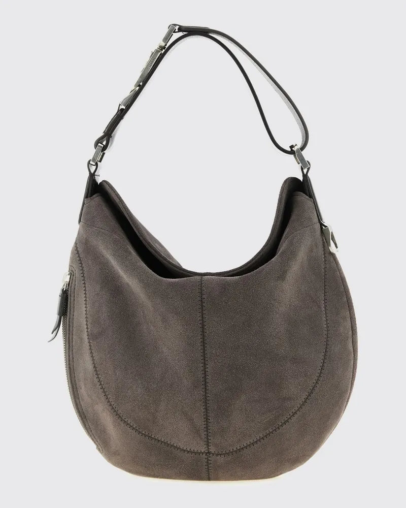 Christophe Lemaire Hobo-Tasche aus Velours-Kalbsleder mit verstellbarem Henkel Grau