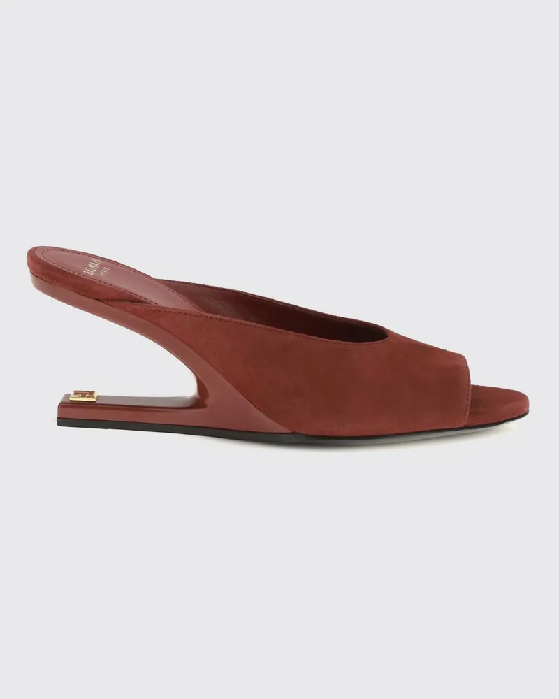 Balmain Mules aus Wildleder Rot