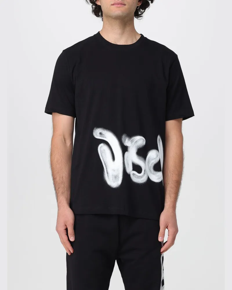 DISCLAIMER Baumwoll-T-Shirt mit Schriftzug-Logo-Print Schwarz