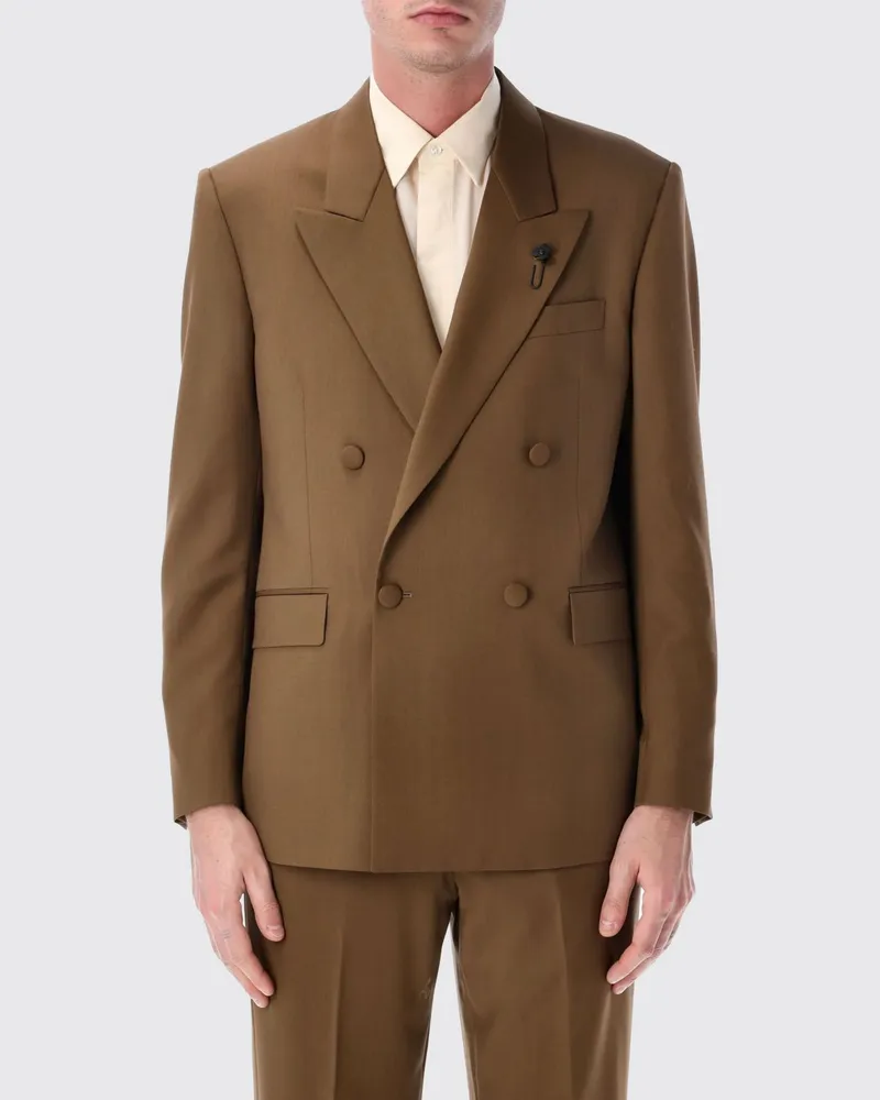 LARDINI Zweireihiger Blazer aus reiner Schurwolle mit steigendem Revers Braun