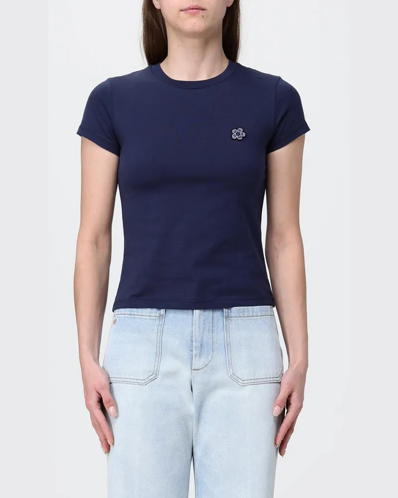 Kenzo Baumwoll-T-Shirts mit Blumenlogo Blau