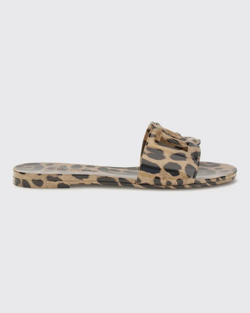 Dolce & Gabbana DOLCE  GABBANA Gummi-Slides Dolce & Gabbana mit Animal-Print und DG-Monogramm Bunt