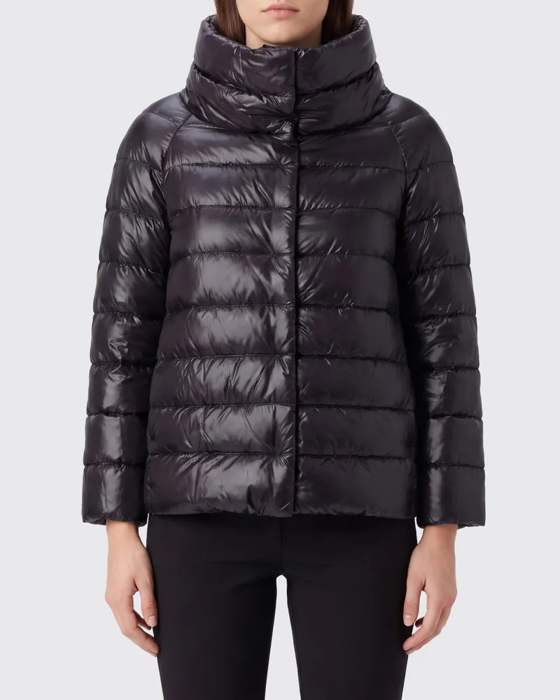 Herno Kurze Sofia Daunenjacke aus ultraleichtem Nylon mit Stehkragen Schwarz