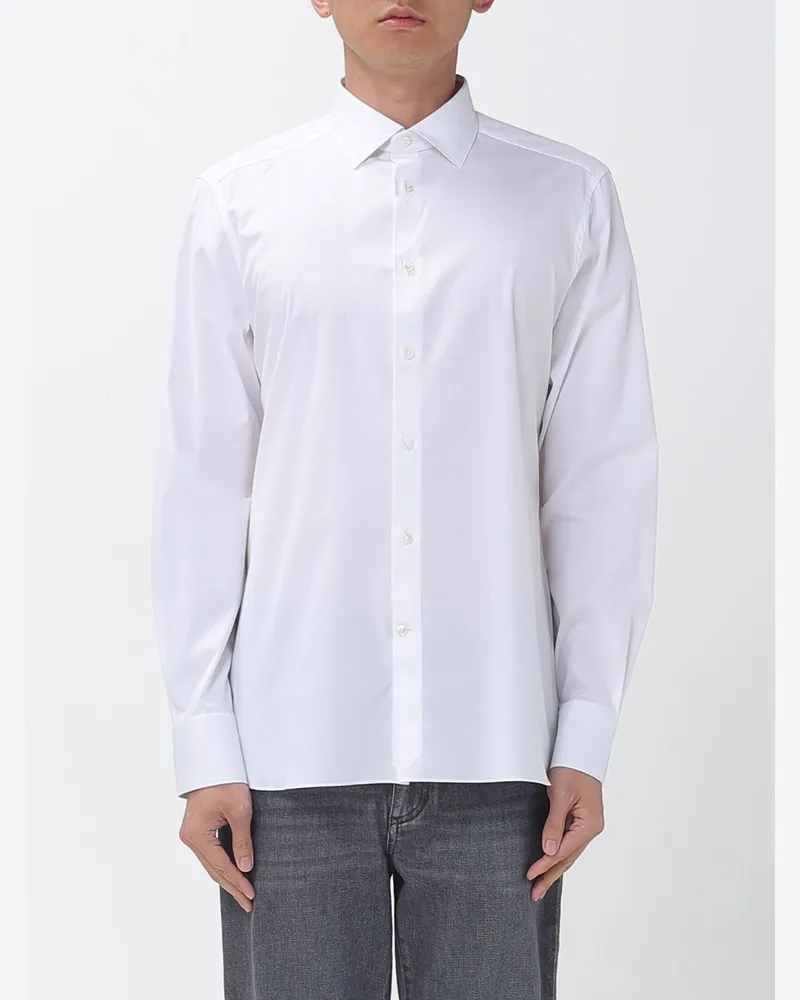 Ermenegildo Zegna Klassisches Baumwollpopeline-Hemd Weiß