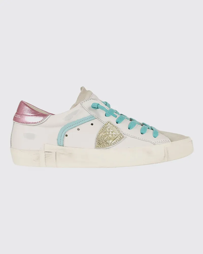 Philippe Model Prsx Sneakers aus Used-Leder und Animal-Print-Ponyfell Fuchsia