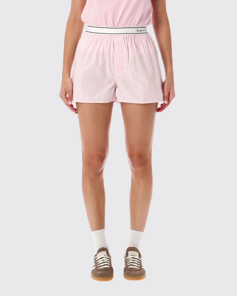 SPORTY & RICH SPORTY  RICH Gestreifte Baumwollshorts Sporty & Rich mit elastischem Bund und Logo Pink