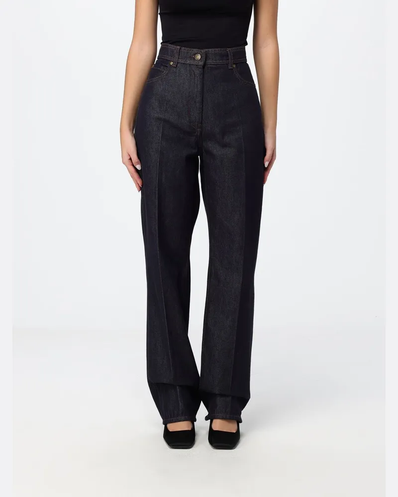 Max Mara Hoch taillierte Straight Jeans von aus blauem Baumwolldenim Blau