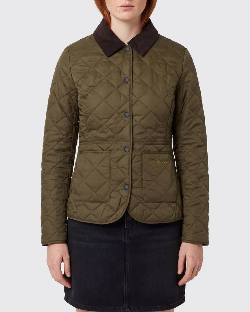 Barbour Schmal geschnittene Steppjacke aus Nylon mit Samtkragen von Grün