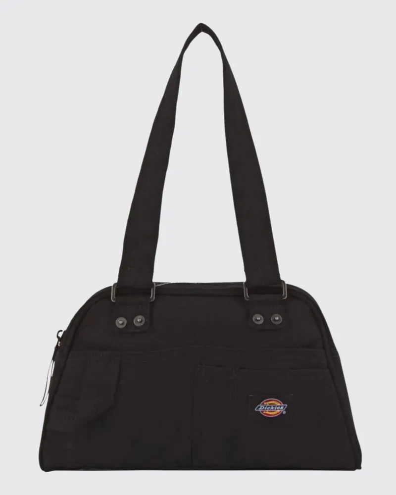 Dickies ausgestellte Canvas-Schultertasche mit doppeltem Henkel und Logo-Patch Schwarz