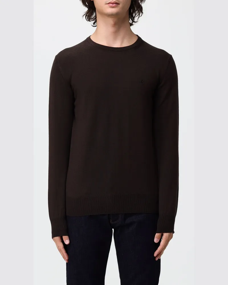 Brooksfield Wollpullover mit Rundhalsausschnitt, langen Ärmeln und Rippbündchen Ebony