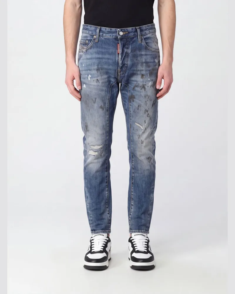 Dsquared2 Skinny-Jeans aus Distressed-Denim mit Knopfverschluss Navy