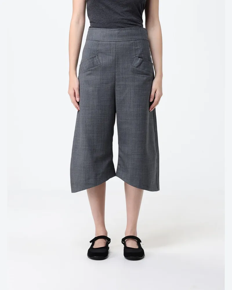 Ganni Cropped Hose aus Wollmischung Grau