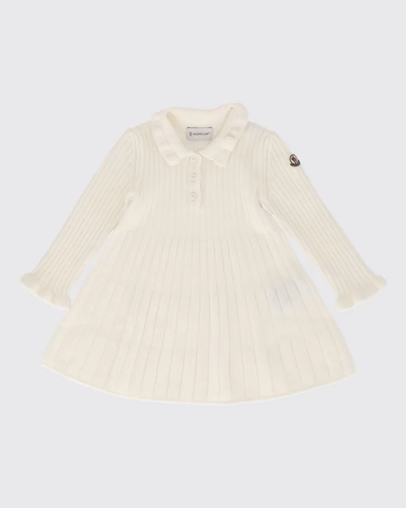 Moncler Geripptes Minikleid aus Schurwolle und Kaschmir von für Mädchen Weiß