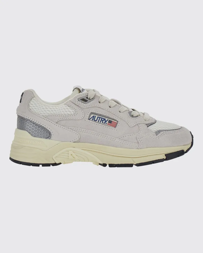 AUTRY Hyperway Low-Top-Sneaker aus Leder und Mesh mit zweifarbigem Design und gezackter Sohle Grau