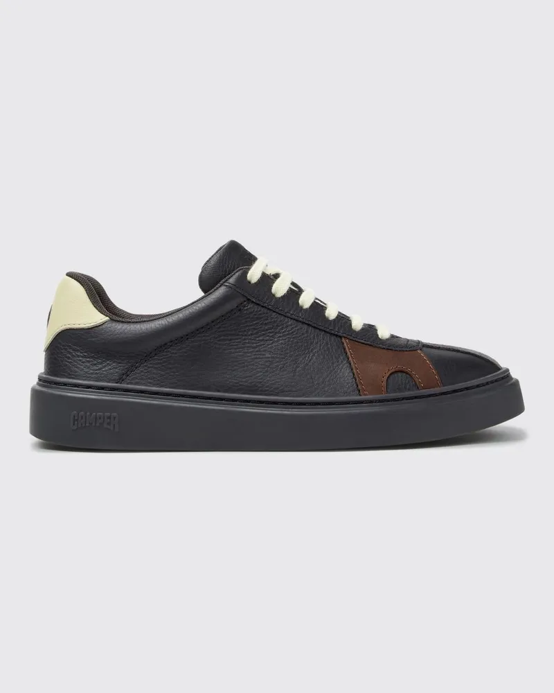 Camper Twins Sneakers aus genarbtem Leder mit abstraktem zweifarbigem Design Schwarz