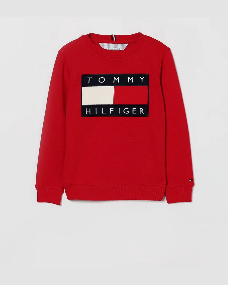 Tommy Hilfiger Rundhals-Sweatshirt aus Baumwolle mit Logo Rot