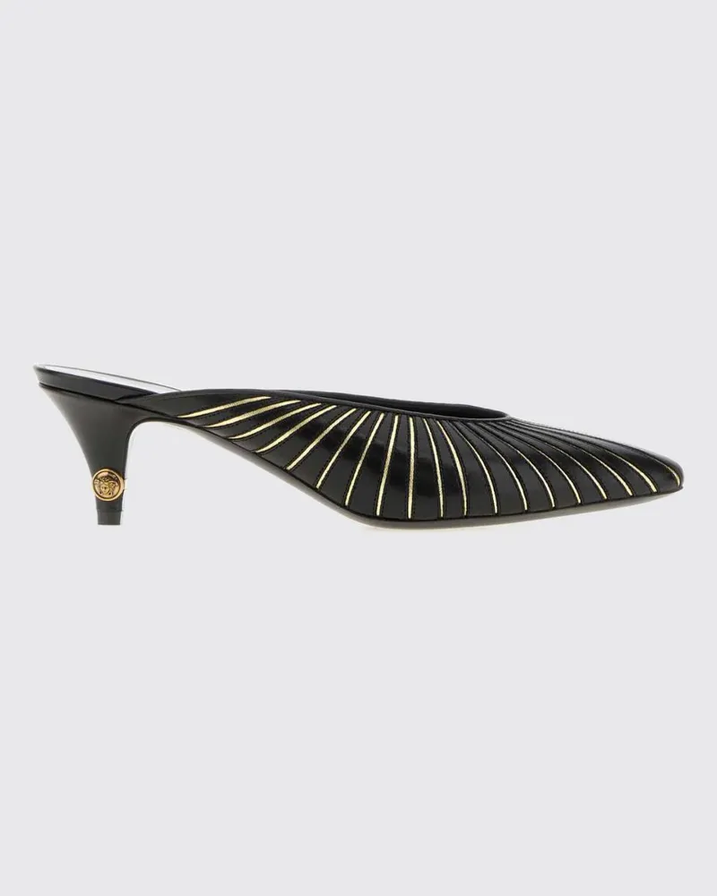 Versace Gianni Pantoletten aus Nappaleder mit mittlerem Stilettoabsatz und Medusa-Logo Schwarz