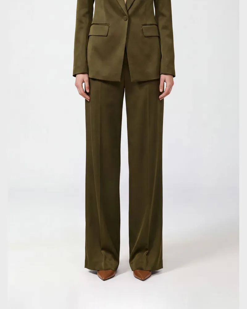 Max Mara Palazzo-Hose mit weitem Bein aus Crêpe und mittlerer Leibhöhe Grün