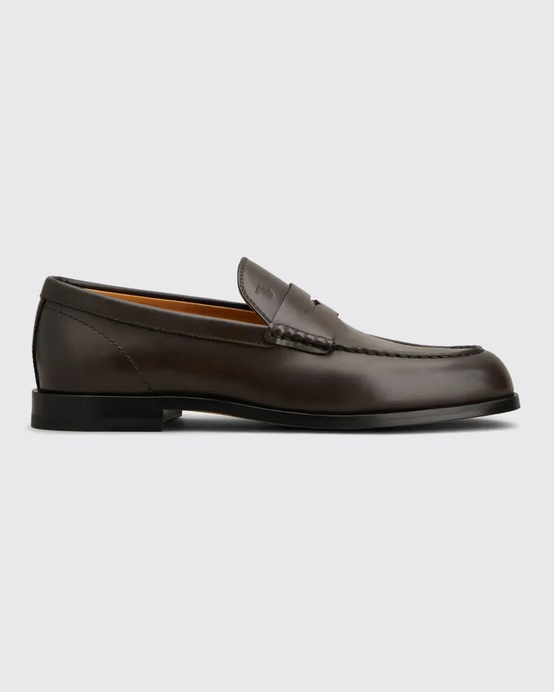 TOD'S Loafer aus glattem Kalbsleder mit T Timeless-Logo Braun