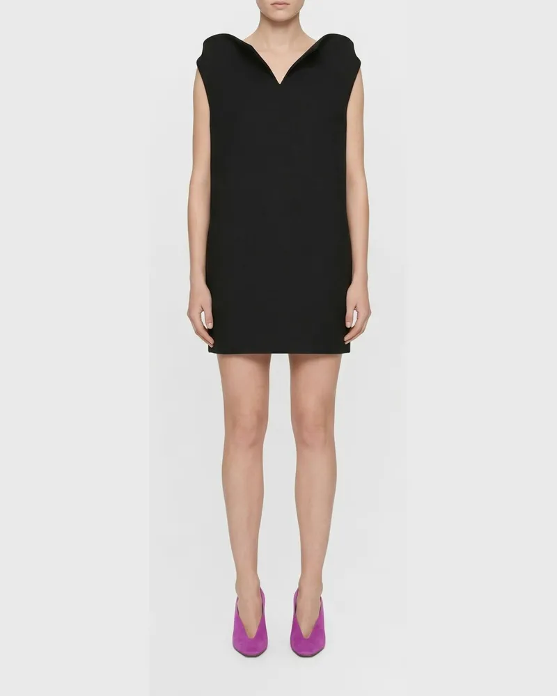 Balenciaga Vareuse Kleid aus Woll-Seiden-Mischung Schwarz