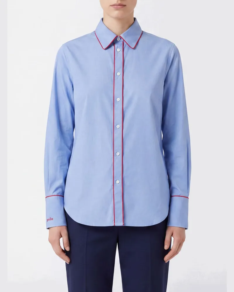 Ralph Lauren Slim-Fit-Langarmhemd aus Stretch-Baumwolle Himmelblau