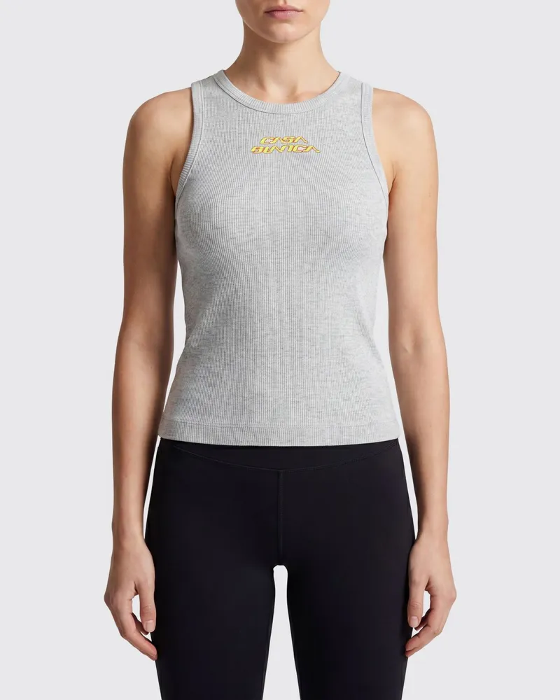 Casablanca Paris Ärmelloses Sport-Top aus Baumwolle mit gesticktem Logo Grau