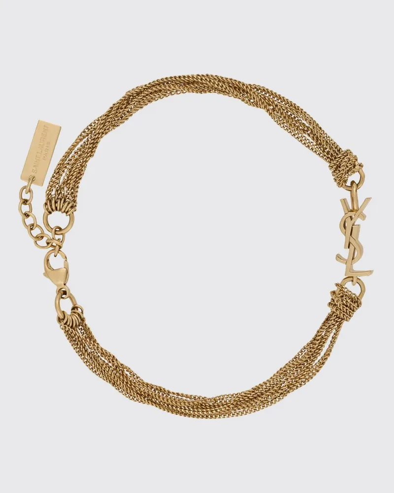 Saint Laurent Armband aus Metall mit eingraviertem Logo-Detail Stahl