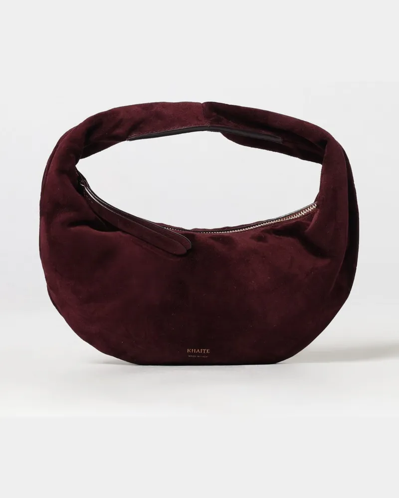 KHAITE Olivia Kleine Hobo-Tasche aus Kalbswildleder mit Reißverschluss Rot