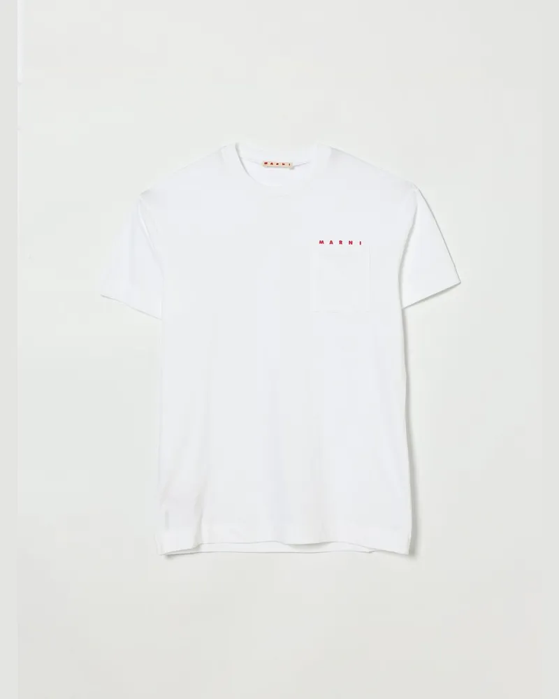 Marni Baumwoll-T-Shirt mit Mini-Logo Weiß