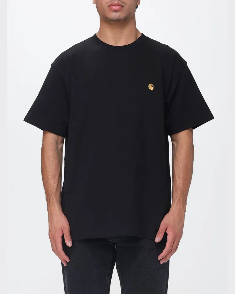 Carhartt WIP Baumwoll-T-Shirt mit gesticktem Logo und überschnittenen Schultern Schwarz