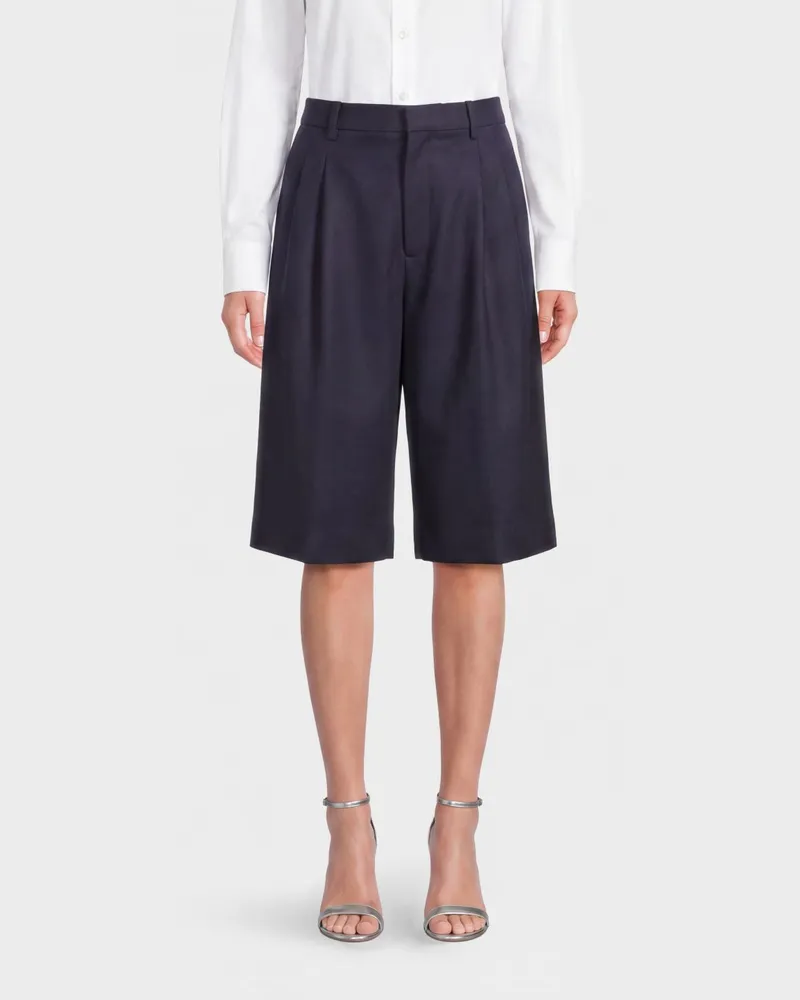 Tagliatore Maßgeschneiderte Bermudashorts aus Schurwolle mit hoher Taille Schwarz