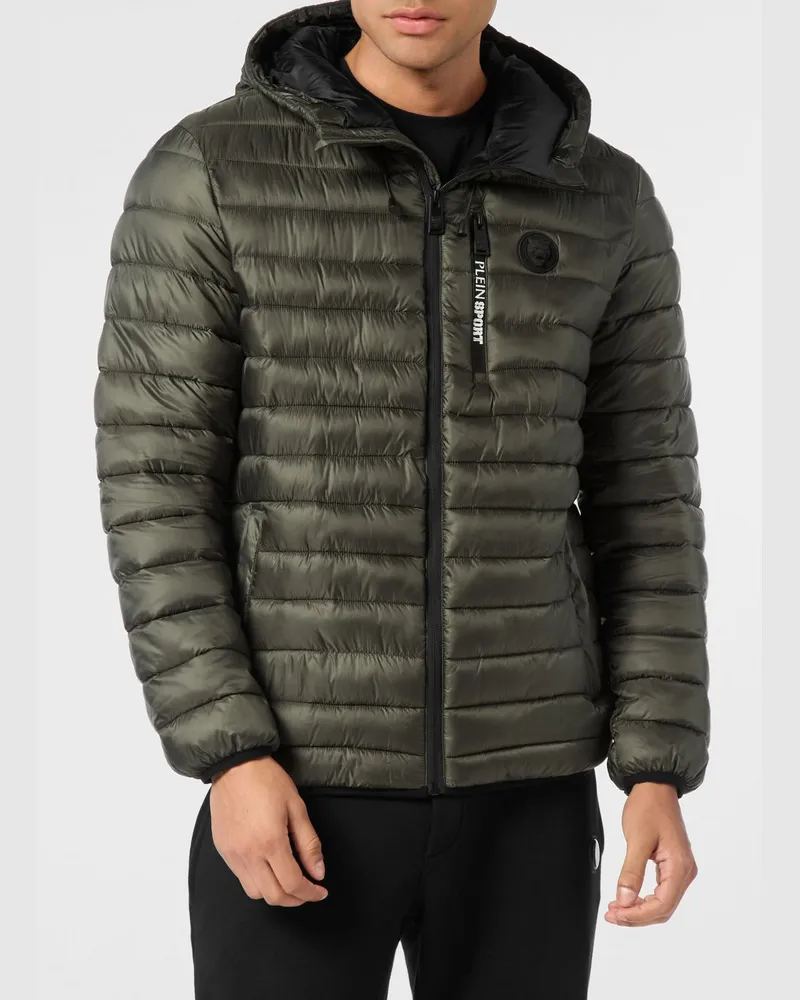 Philipp Plein Nylon-Daunenjacke mit Kapuze Military