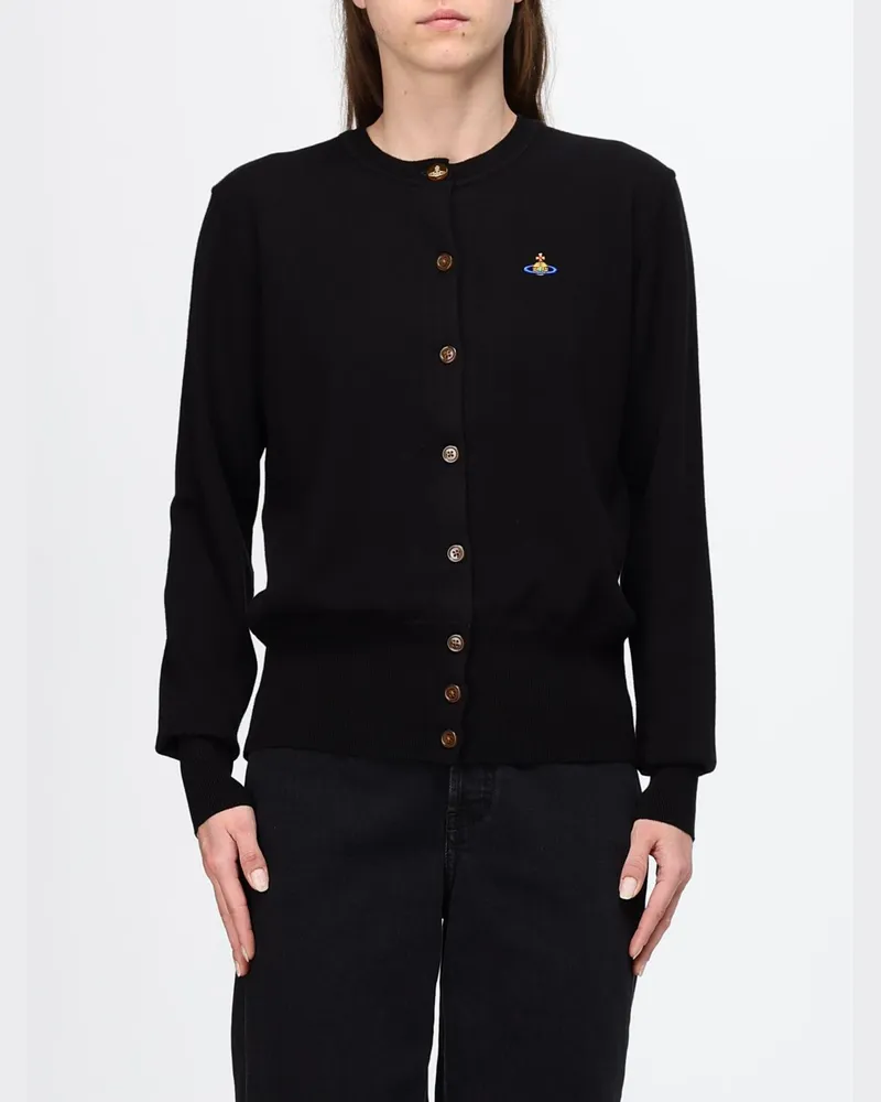 Vivienne Westwood Slim Fit Cardigan aus Baumwolle und Kaschmir mit Orb-Logo Schwarz
