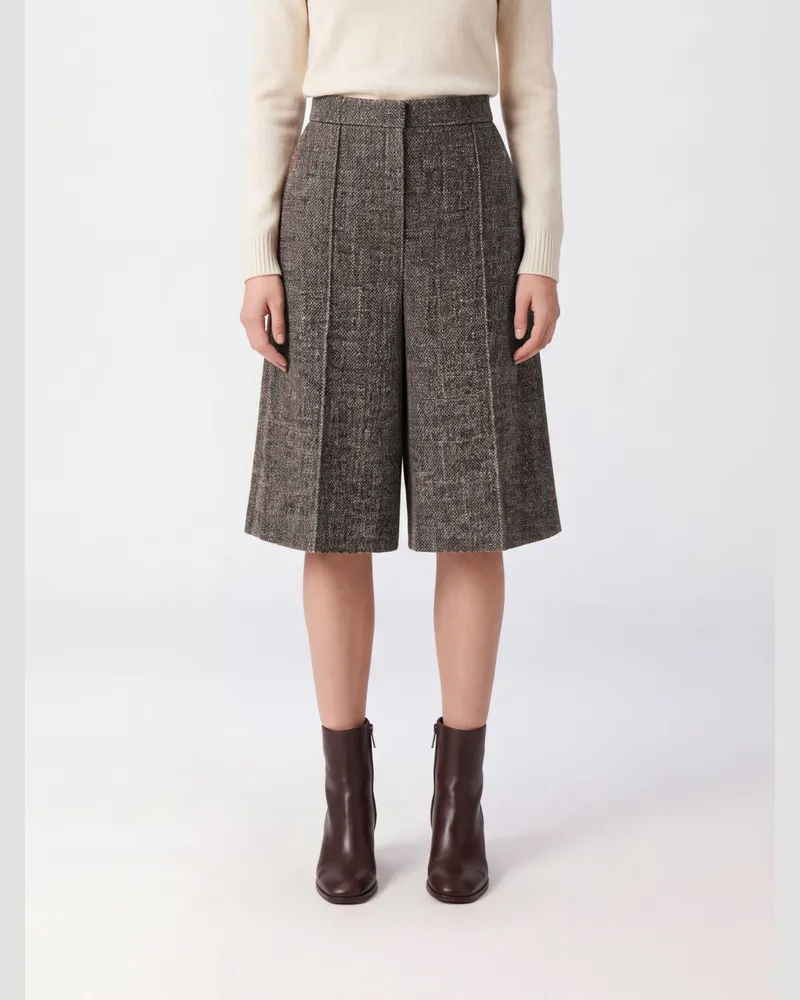 AGNONA Maßgeschneiderte Bermuda-Shorts mit weitem Bein und hoher Taille aus Woll-Seiden-Mischung Braun