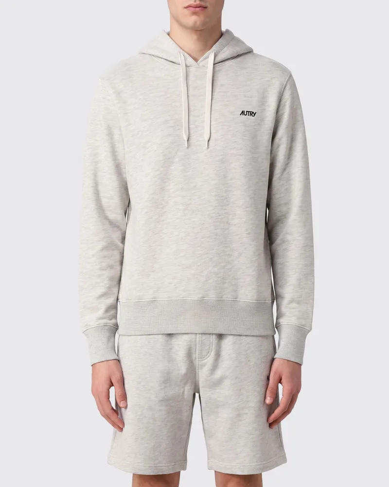 AUTRY Baumwoll-Hoodie mit kontrastierendem Logo und Kordelzug Grau