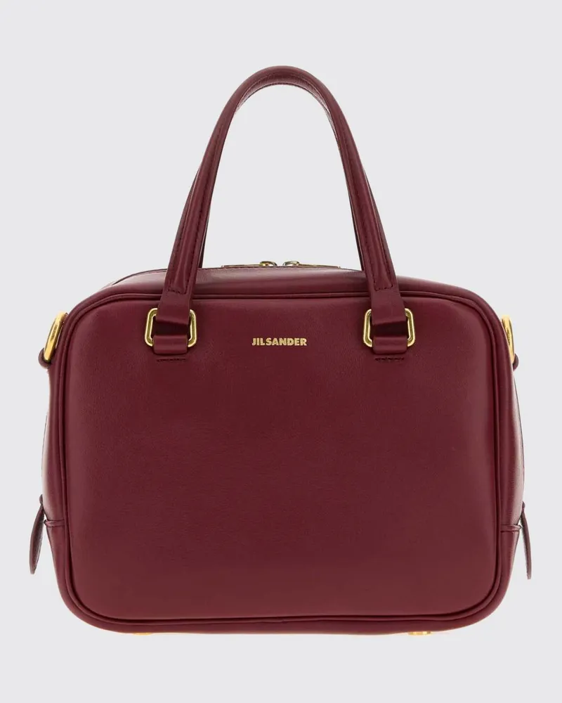 Jil Sander Vision Mini-Handtasche aus Lammleder mit doppeltem Henkel Cherry