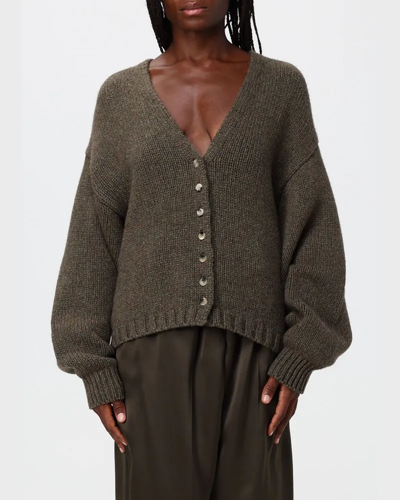 KHAITE Cardigan aus reinem Kaschmir mit tiefem V-Ausschnitt Grün