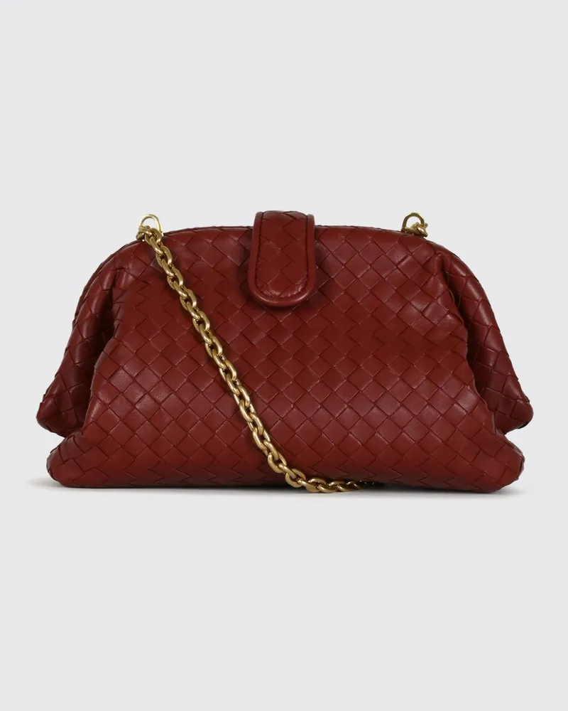 Bottega Veneta Lauren 1980 Clutch aus Intrecciato-Lammleder mit Riemen Rot