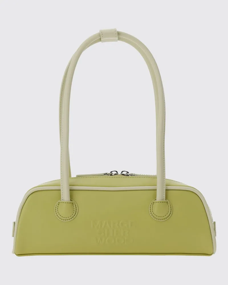 Marge Sherwood Zweifarbige Schultertasche aus Glattleder mit doppeltem Henkel Grün