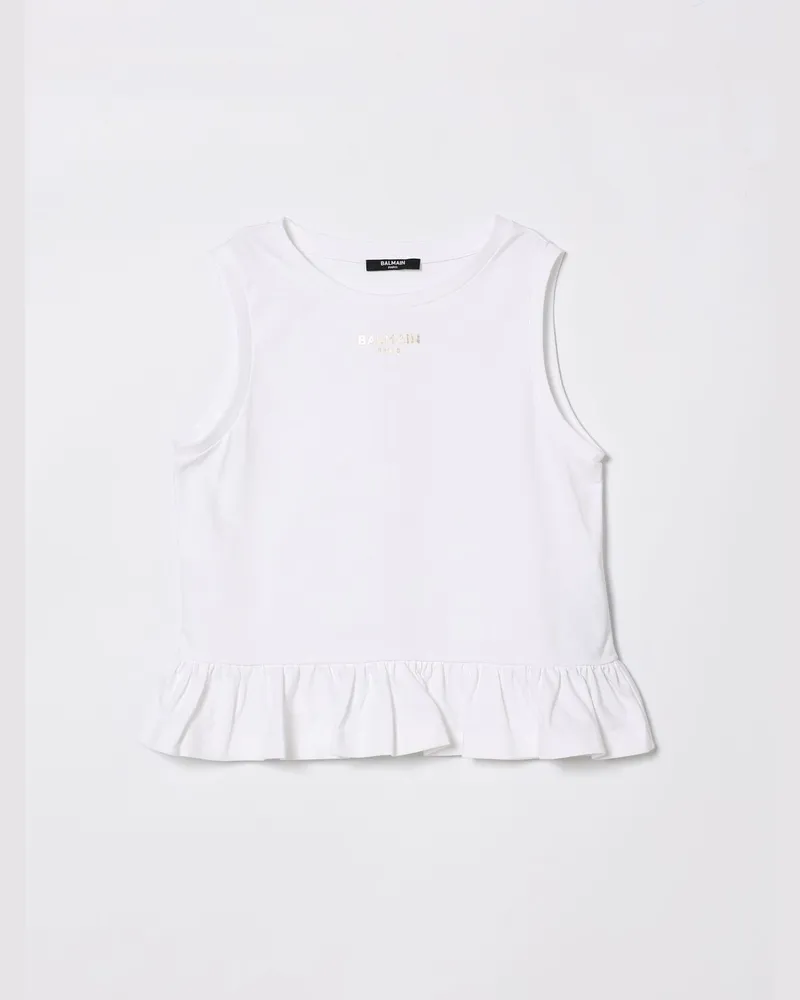 Balmain Baumwoll-Tanktop mit Logo Weiß